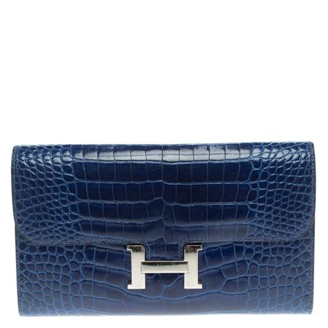 hermes blue crocodile wallet|hermes alligator wallet.